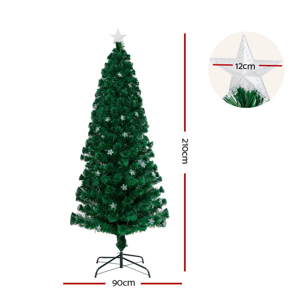 Árbol de Navidad de fibra óptica LED Jingle Jollys de 2,1 m, multicolor