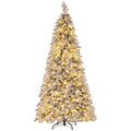 Jingle Jollys Christmas Tree 2.1m Flocking Pencil Tree LED Xmas 860 Tips White