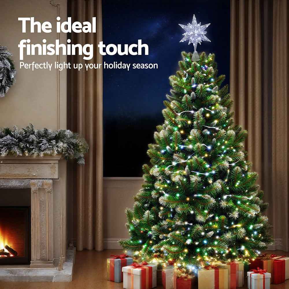 Jingle Jollys 3D Christmas Tree Topper Star LED Decorations Xmas Party Timer