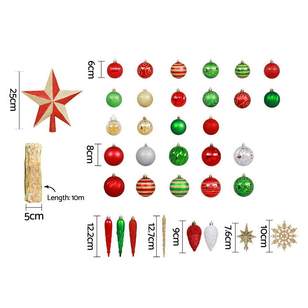 Jingle Jollys 155pcs Christmas Tree Decorations Set Baubles Ornaments Party