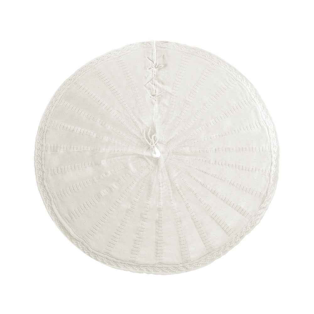 Jingle Jollys Christmas Tree Skirt 120cm Knitted Xmas Tree Ornaments Decor Beige