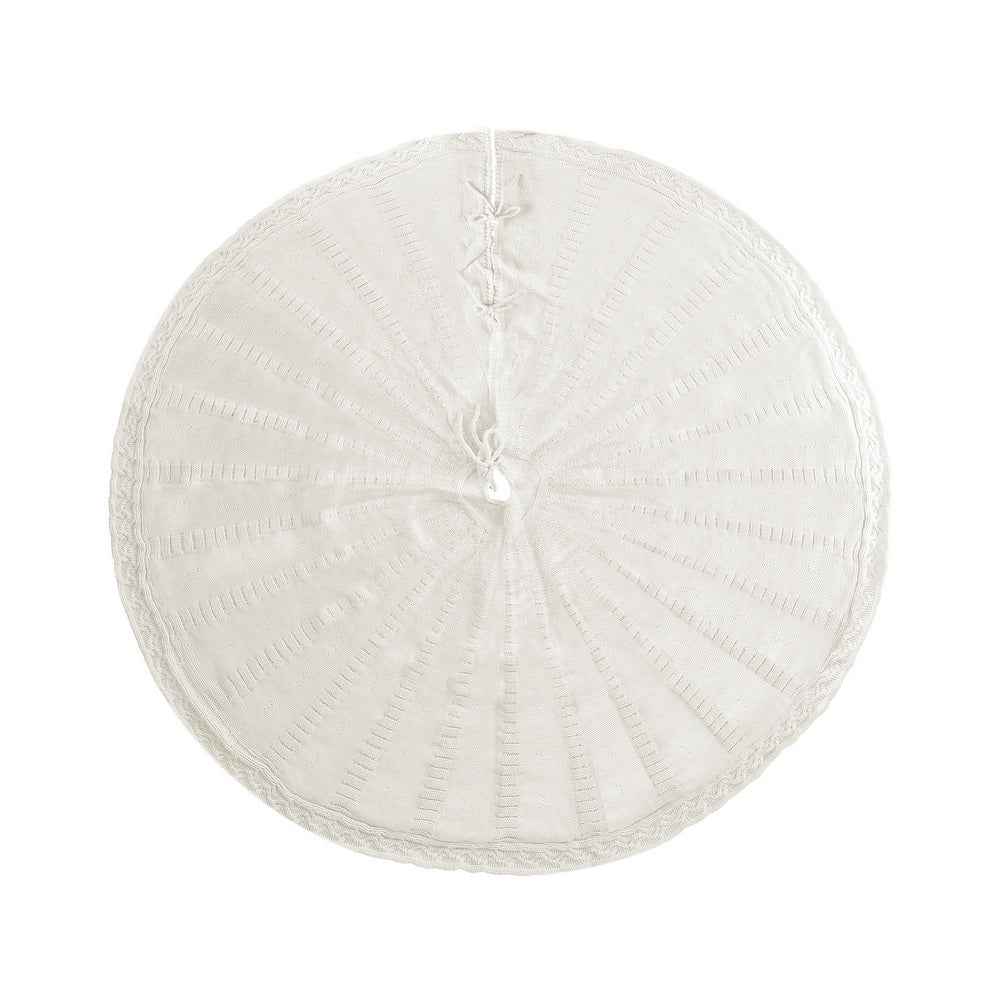 Jingle Jollys Christmas Tree Skirt 90cm Knitted Fabric Xmas Ornament Decor Beige