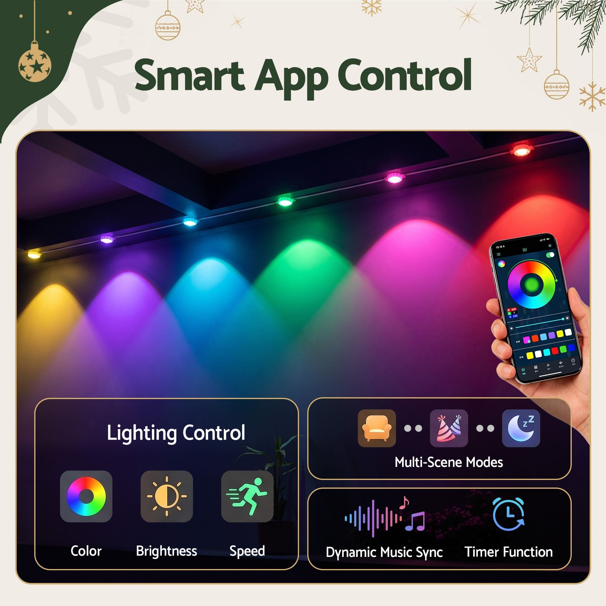 Jingle Jollys 15M Christmas Lights Permanent String Eaves Light 36 LED Decoration