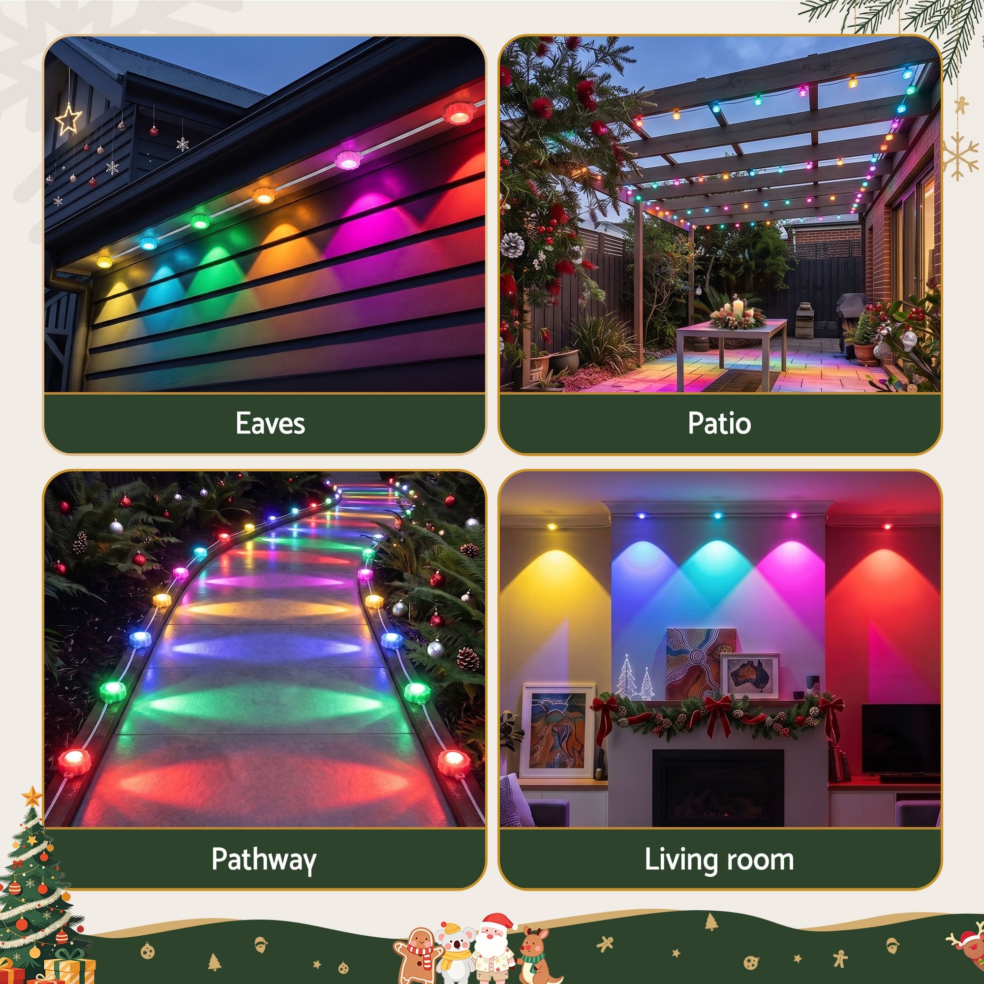 Jingle Jollys 15M Christmas Lights Permanent String Eaves Light 36 LED Decoration