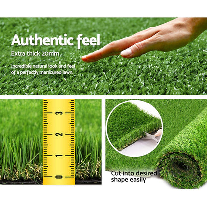 Primeturf Artificial Grass 20mm 2mx5m Synthetic Fake Lawn Turf Plastic Plant 4-coloured