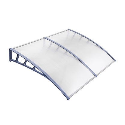 Instahut Window Door Awning Canopy 1.5mx2m Transparent Sheet Grey Plastic Frame