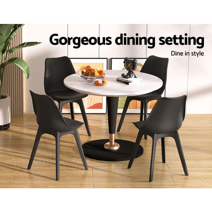 Artiss Dining Chairs Set of 4 Leather Plastic DSW Replica Black