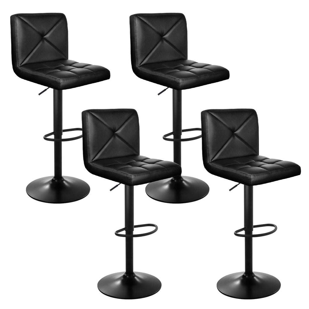 Artiss 4x Bar Stools Gas Lift Leather Chair Black