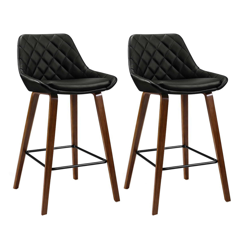 Artiss 2x Bar Stools PU Seat Wooden