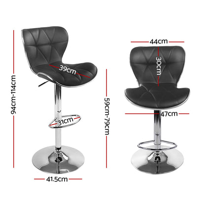 Artiss 4x Bar Stools Gas Lift Leather Seat Black