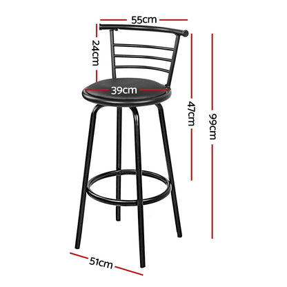 Taburetes de bar Artiss giratorios de cuero y metal acolchados, 4 unidades 