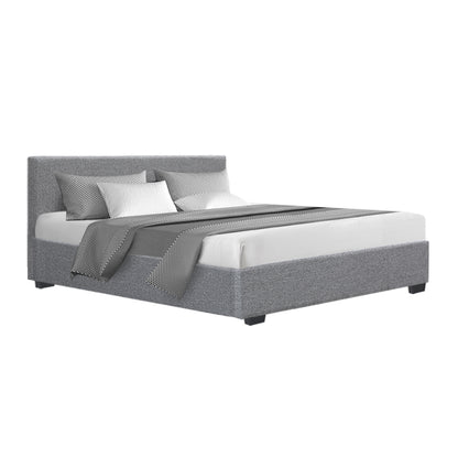 Artiss Bed Frame Queen Size Gas Lift Base - NINO Grey