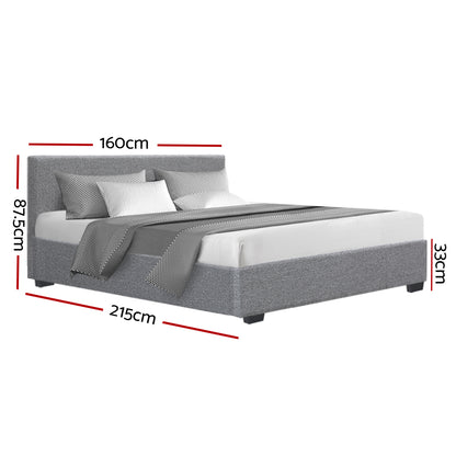 Artiss Bed Frame Queen Size Gas Lift Base - NINO Grey