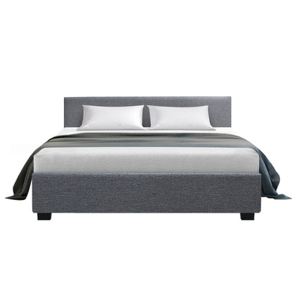 Artiss Bed Frame Queen Size Gas Lift Base - NINO Grey