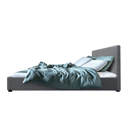 Artiss Bed Frame Queen Size Gas Lift Base - NINO Grey