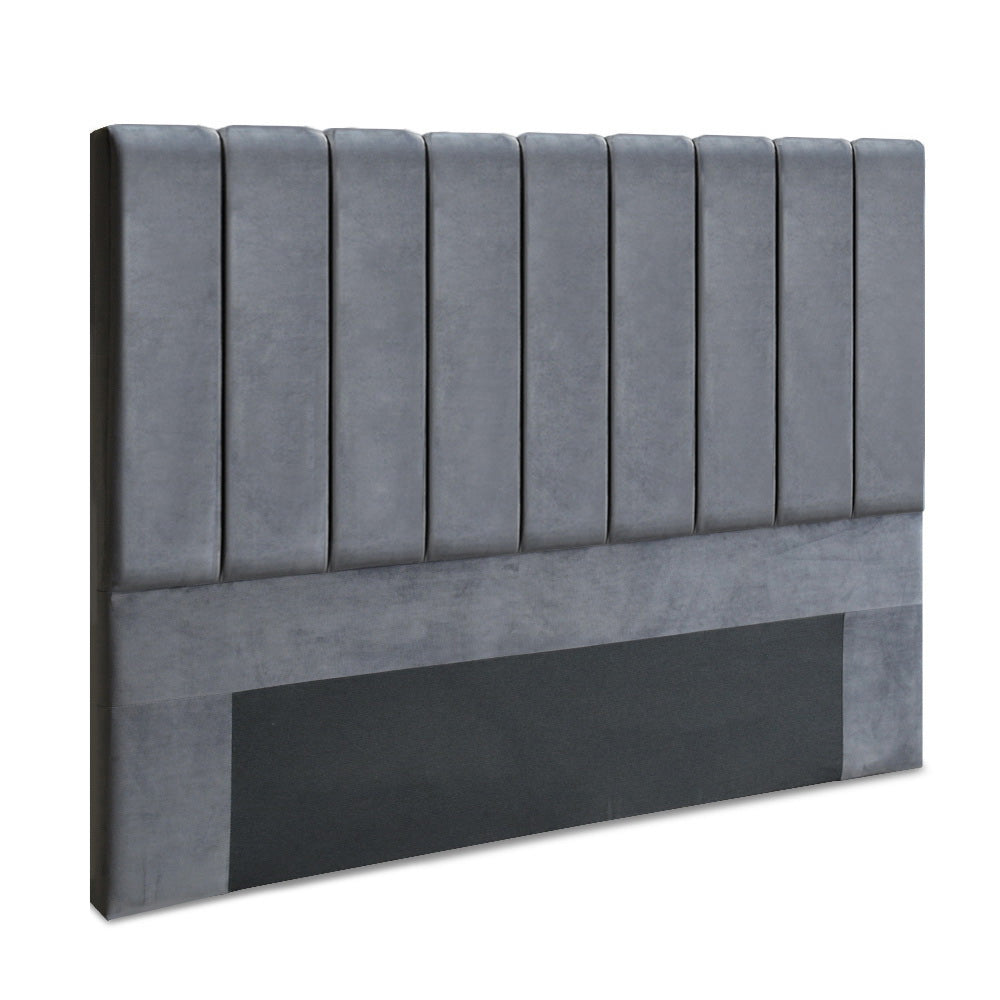 Artiss Bed Head King Size Velvet - VELA Grey