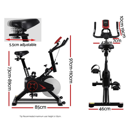 Bicicleta estática Everfit Spin Bike con volante de inercia, máquina de fitness para gimnasio en casa