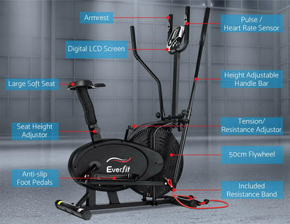 Bicicleta elíptica 5 en 1 Everfit para ejercicios en casa, cardio en interiores