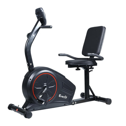 Bicicleta estática reclinable magnética Everfit para ciclismo en interiores, gimnasio en casa, cardio, 8 niveles