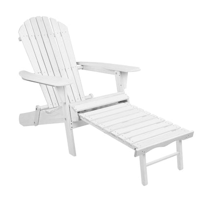 Sillas de exterior Gardeon Sun Lounge Muebles de patio plegables de madera Adirondack Blanco