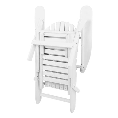 Gardeon Sun Lounge Outdoor Chairs Wooden Foldable Patio Furniture Adirondack White