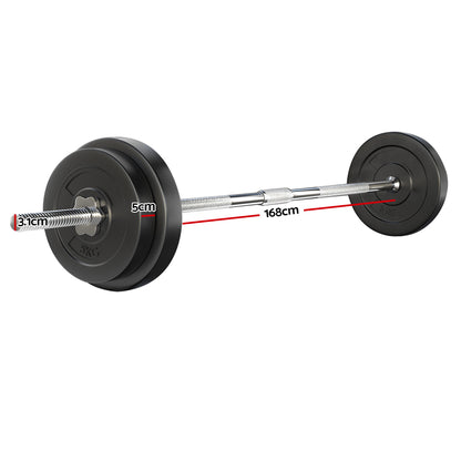 Juego de pesas Everfit de 38 kg, con discos y banco de levantamiento de pesas, 168 cm