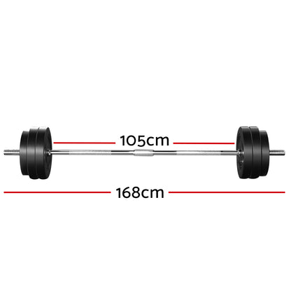 Juego de pesas Everfit de 58 kg, con discos y banco de levantamiento de pesas, 168 cm