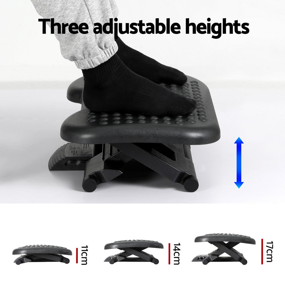 Artiss Foot Rest Stool Office Under Desk Angle Adjustable Footrest Massage Black