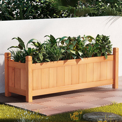 Green Fingers Garden Bed 90x30x33cm Wooden Planter Box Raised Container Growing