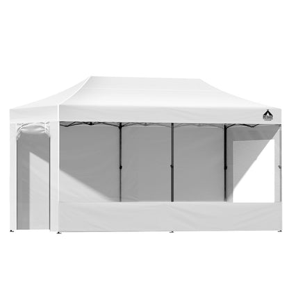 Carpa plegable Instahut Gazebo Pop Up de 3 x 6 pies, carpa Gazebos de tela Oxford 500D, color blanco