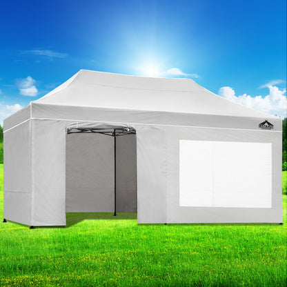 Carpa plegable Instahut Gazebo Pop Up de 3 x 6 pies, carpa Gazebos de tela Oxford 500D, color blanco