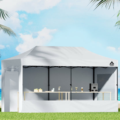 Carpa plegable Instahut Gazebo Pop Up de 3 x 6 pies, carpa Gazebos de tela Oxford 500D, color blanco