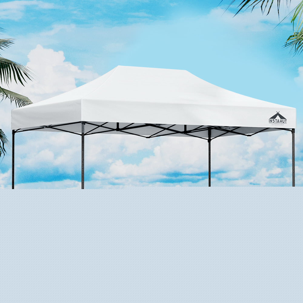 Instahut Gazebo Pop Up 3x4.5m w/Base Podx4 Marquee Folding Outdoor Wedding Camping Tent Shade Canopy White