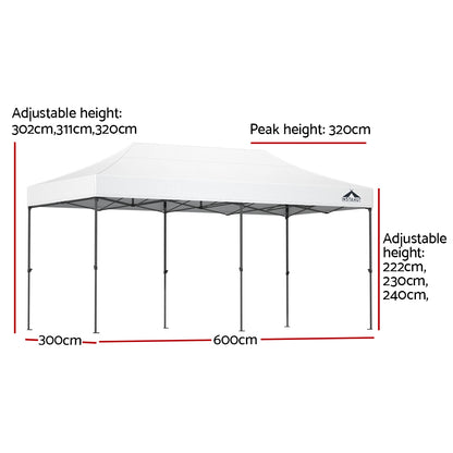 Carpa plegable para cenador Instahut de 3 x 6 pulgadas, para bodas, de tela Oxford 500D, color blanco