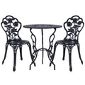Gardeon 3PC Outdoor Setting Bistro Set Chairs Table Cast Aluminum Rose Black