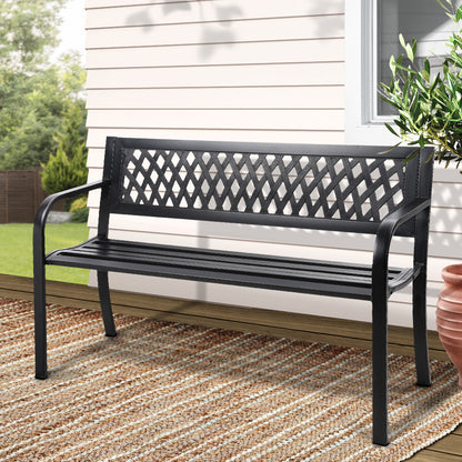 Gardeon Outdoor Garden Bench Seat Steel Outdoor Furniture 2 Seater Park Black