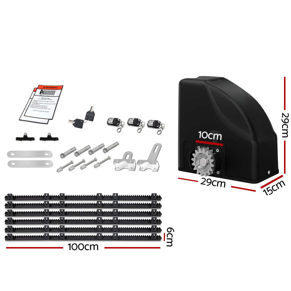 Lockmaster Automatic Sliding Gate Opener Kit 20W Solar Panel Electric 6M 600KG