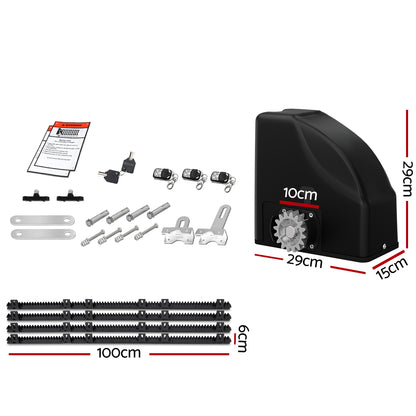 Lockmaster Automatic Sliding Gate Opener Kit 10W Solar Panel Electric 4M 600KG