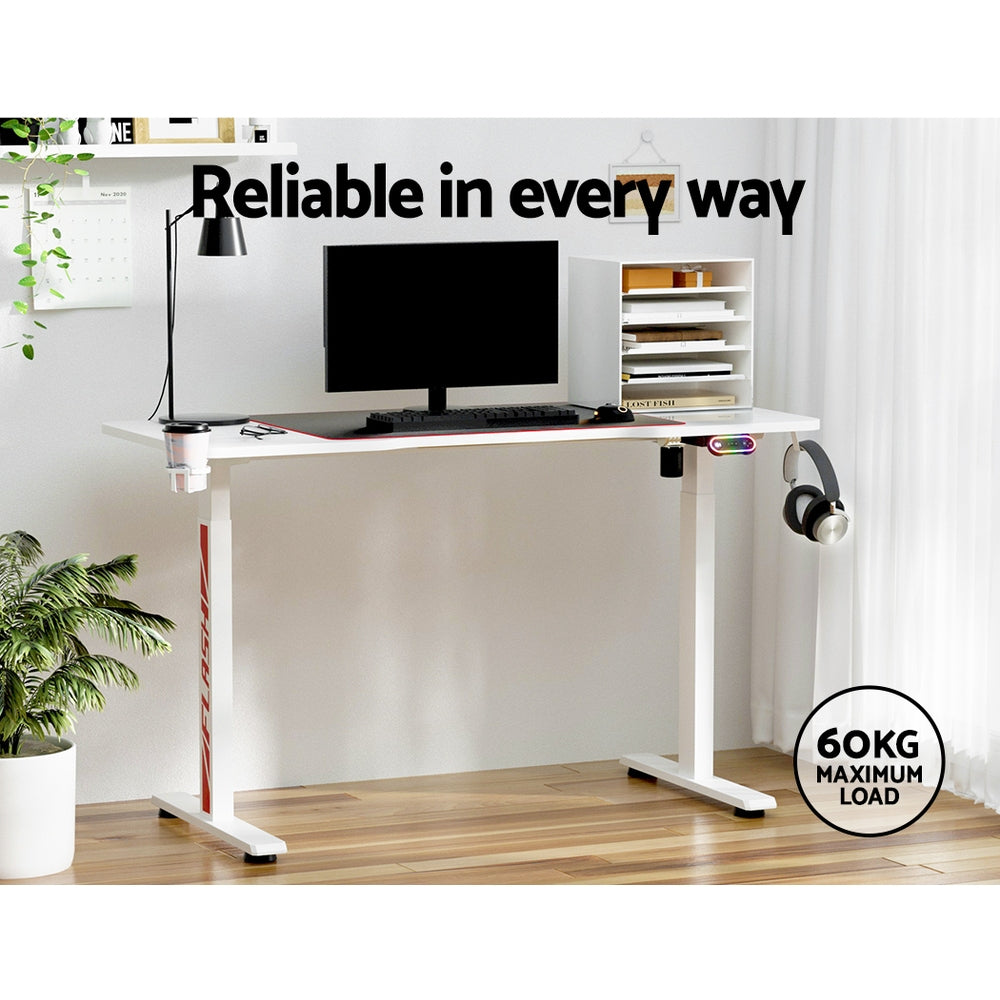Artiss Standing Desk Motorised Gaming Desks White 140CM