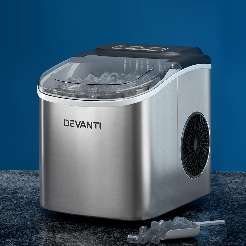 Devanti 12kg Ice Maker Machine w/Self Cleaning Silver