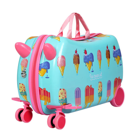 Wanderlite 17" Kids Ride On Luggage Children Suitcase Trolley Travel Ice Cream