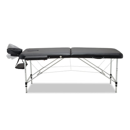 Zenses Massage Table 55cm 2 Fold Aluminium Massage Bed Portable Beauty Therapy Black