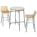 Gardeon 3-Piece Outdoor Bar Set Wicker Table Chairs Patio Bistro