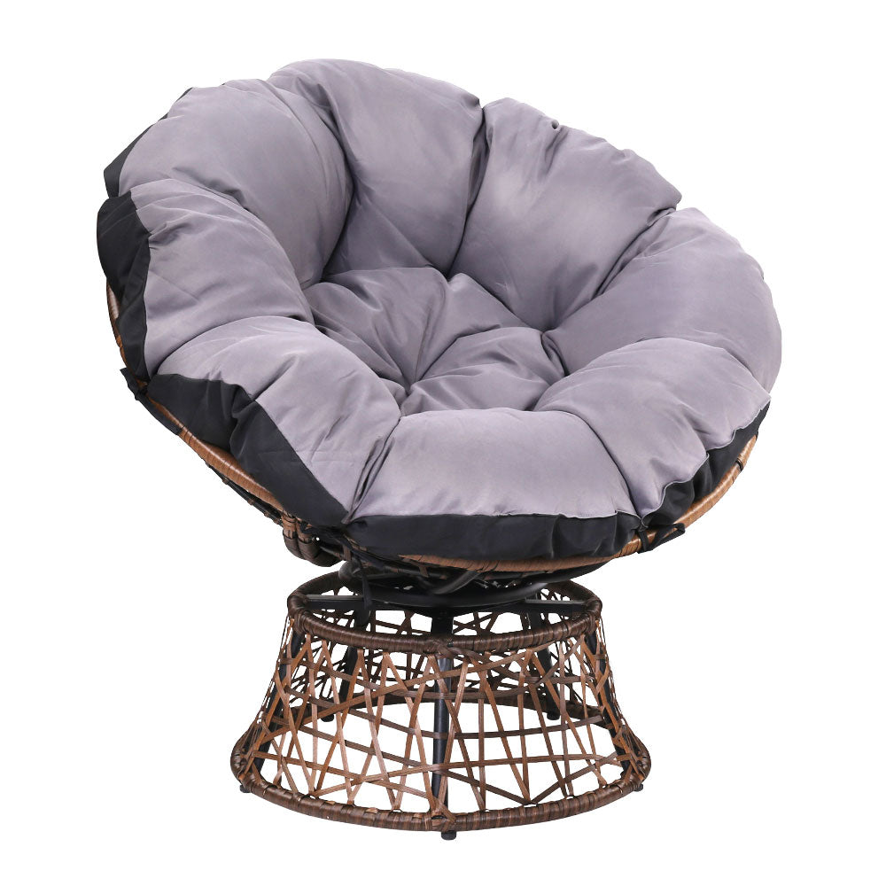 Gardeon Outdoor Chairs Outdoor Furniture Papasan Chair Wicker Patio Garden Brown