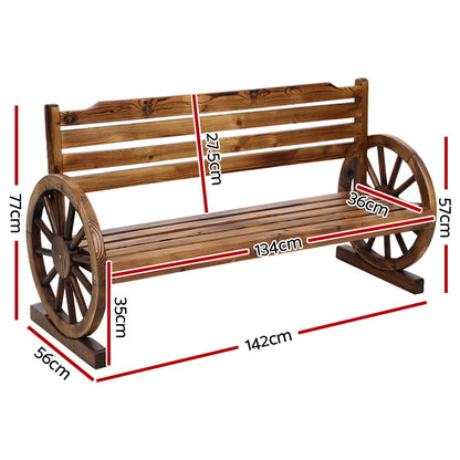 Gardeon Outdoor Garden Bench Wooden 3 Seat Wagon Chair Lounge Patio Furniture