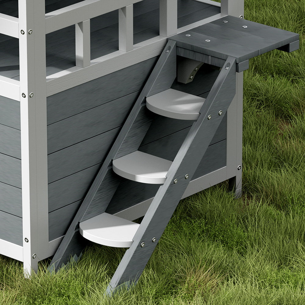 i.Pet Outdoor Cat House Shelter 72cm x 72cm x 127cm Rabbit Hutch Wooden Condo Small Outdoor Cat House