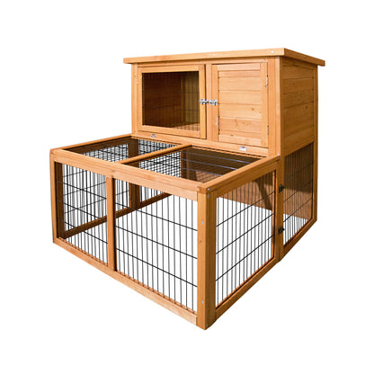 i.Pet Chicken Coop 96cm x 96cm x 100cm Rabbit Hutch Large Run Wooden Cage Outdoor House