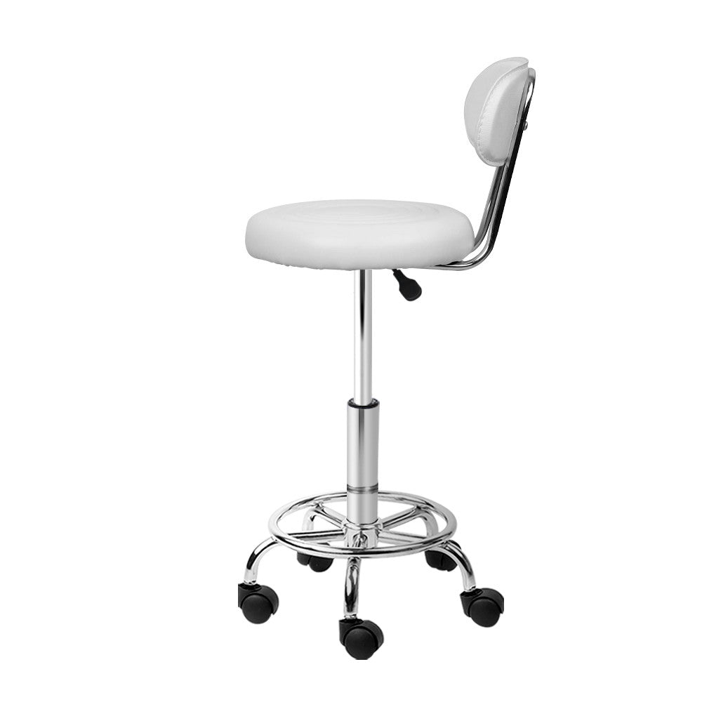 Artiss Salon Stool Swivel Chair Backrest White