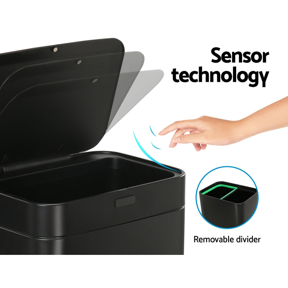 Devanti 70L Motion Sensor Bin Pedal Bins Automatic Black