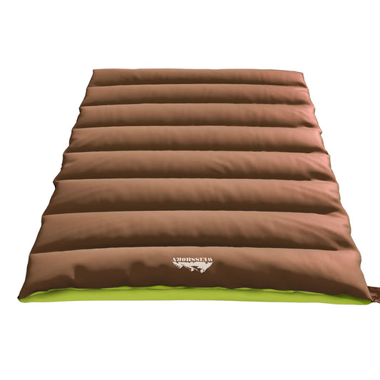 Weisshorn Sleeping Bag Double Bags Thermal Camping Hiking Tent Brown -5°C